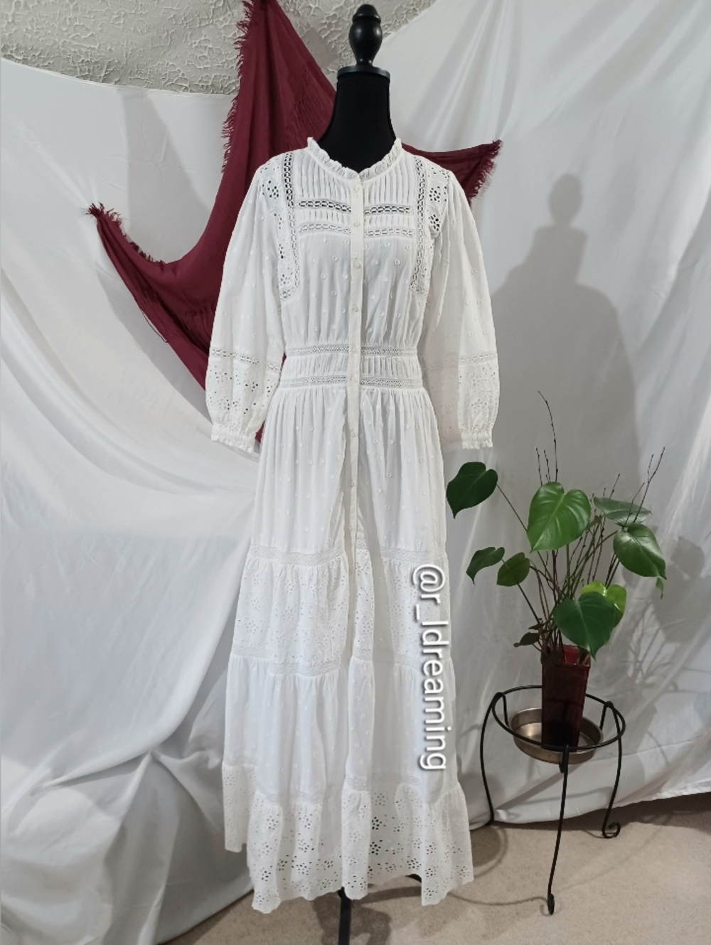 NWT Vineyard Vines Eyelet Button-Front Maxi Dress Size XS In White